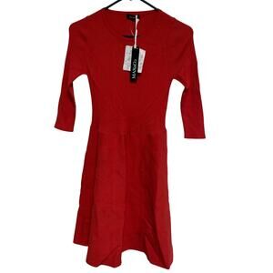 Max & Co. Women’s Red Viscose Blend Sleeved Midi Corinne Style Dress Size Large